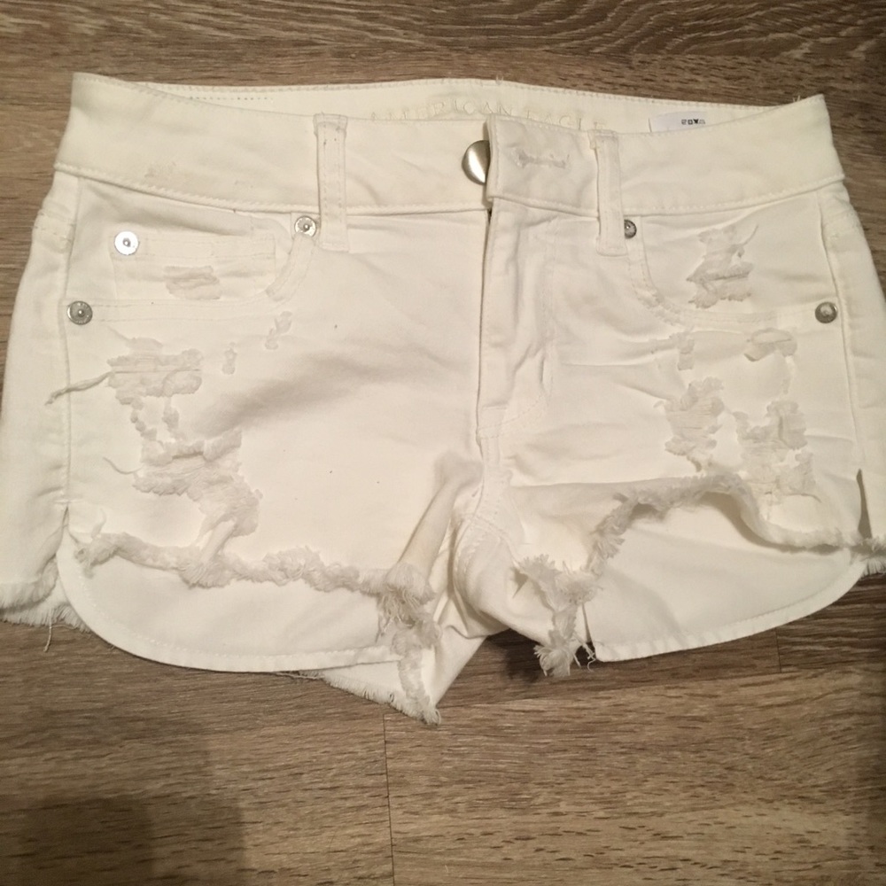 American Eagle white jean shorts